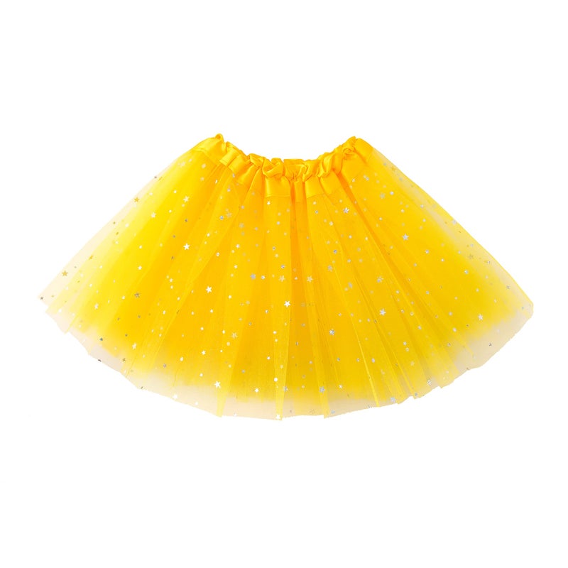 JastoreÂ® Girls Layered Stars Sequins Tutu Skirt Princess Ballet Dance Dress (Yellow) - Image 2